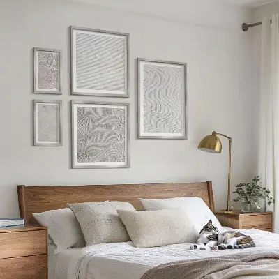 Dekorációs képkészlet nappaliba homok mintás geometriai szerkezetekkel