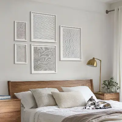 Dekorációs képkészlet nappaliba homok mintás geometriai szerkezetekkel