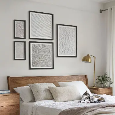 Dekorációs képkészlet nappaliba homok mintás geometriai szerkezetekkel