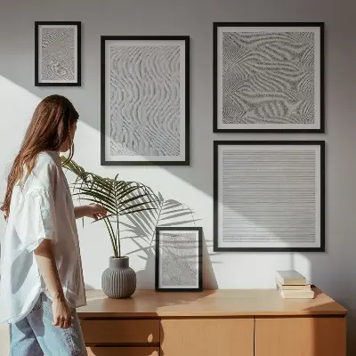 Dekorációs képkészlet nappaliba homok mintás geometriai szerkezetekkel