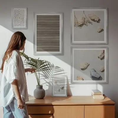 Prémium keretezett kép természetes textúrák fa és kövek mintával