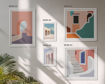 Képkészlet nappaliba Pasztell építészeti grafika