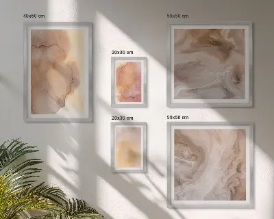 Képkészlet nappaliba meleg akvarell színes textúrákkal