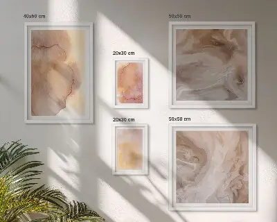 Képkészlet nappaliba meleg akvarell színes textúrákkal