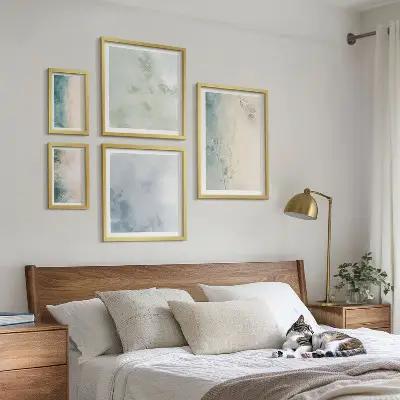 Dekorációs képkészlet nappaliba minimalista kiömlött akvarell mintás vászonkép