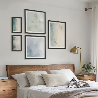 Dekorációs képkészlet nappaliba minimalista kiömlött akvarell mintás vászonkép