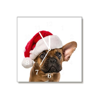 Ceas de sticlă Bulldog Christmas Dog