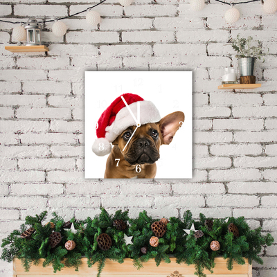 Ceas de sticlă Bulldog Christmas Dog
