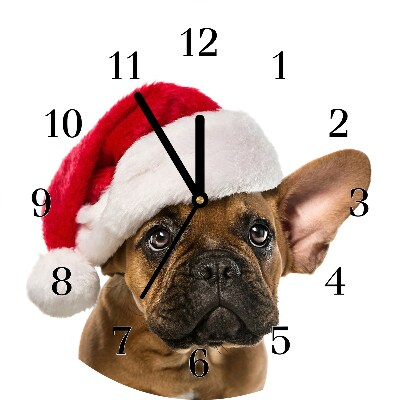 Ceas de sticlă Bulldog Christmas Dog