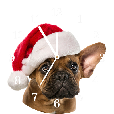 Ceas de sticlă Bulldog Christmas Dog