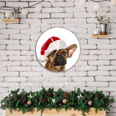 Ceas de sticlă Bulldog Christmas Dog