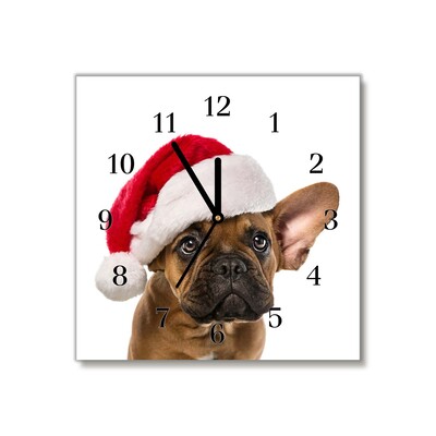 Ceas de sticlă Bulldog Christmas Dog