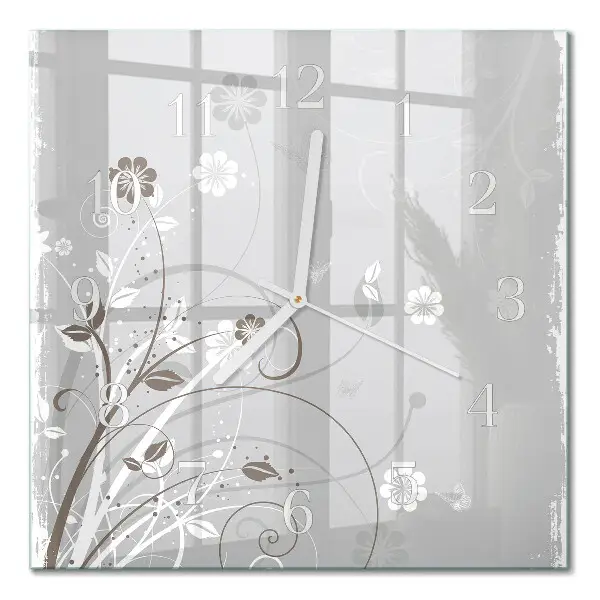 Négyzetes üvegóra Virágok