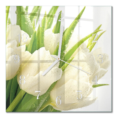 Négyzetes üvegóra Tulipánok