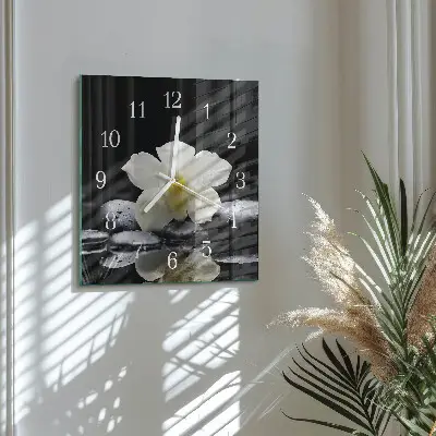Négyzetes üvegóra Kövek és orchidea
