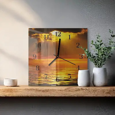 Négyzet alakú üvegóra Napnyugta
