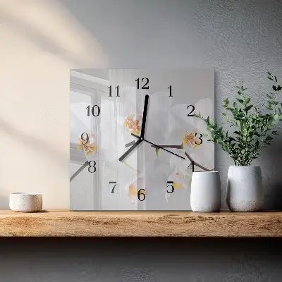 Négyzet alakú üvegóra Orchidea