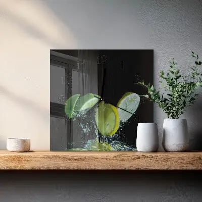 Négyzet alakú üvegóra Citrom és lime
