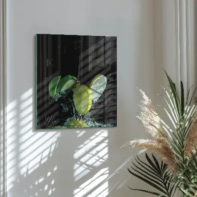 Négyzet alakú üvegóra Citrom és lime