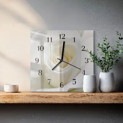Négyzet alakú üvegóra Fehér rózsa