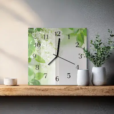 Négyzet alakú üvegóra Levelek