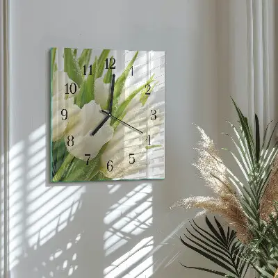 Négyzet alakú üvegóra Tulipánok