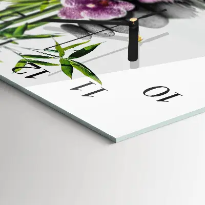 Négyzet alakú üvegóra Kövek és orchidea