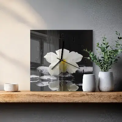 Négyzet alakú üvegóra Kövek és orchidea