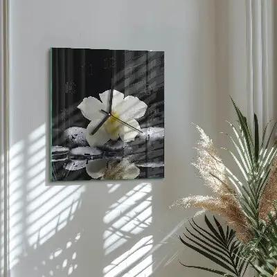 Négyzet alakú üvegóra Kövek és orchidea