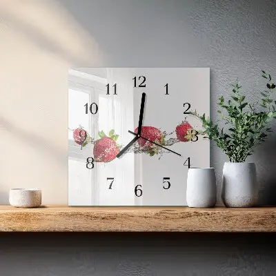 Négyzet alakú üvegóra Eper a vízben
