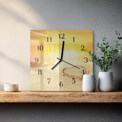 Négyzet alakú üvegóra Szív a homokban