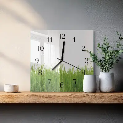 Négyzet alakú üvegóra Fű