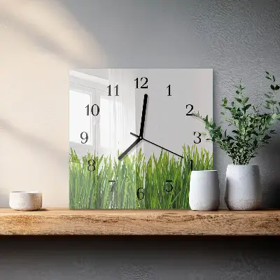 Négyzet alakú üvegóra Fű