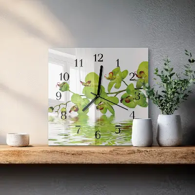 Négyzet alakú üvegóra Orchidea