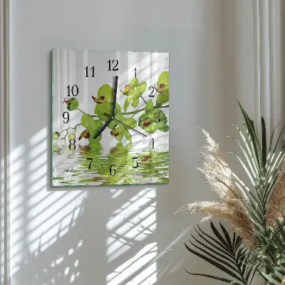 Négyzet alakú üvegóra Orchidea