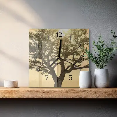 Négyzet alakú üvegóra Fa