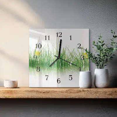 Négyzet alakú üvegóra Fű
