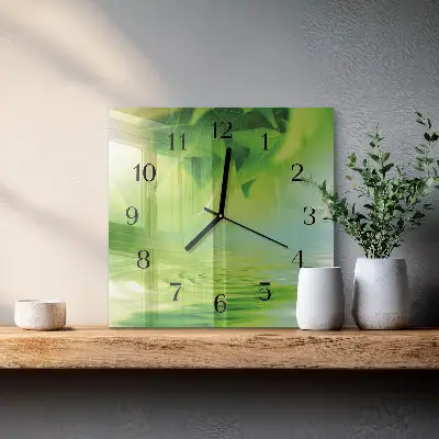 Négyzet alakú üvegóra Levelek