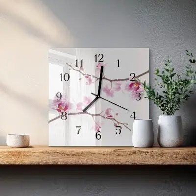 Négyzet alakú üvegóra Orchidea
