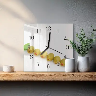 Négyzet alakú üvegóra Olajbogyók