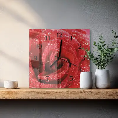 Négyzet alakú üvegóra Rózsa