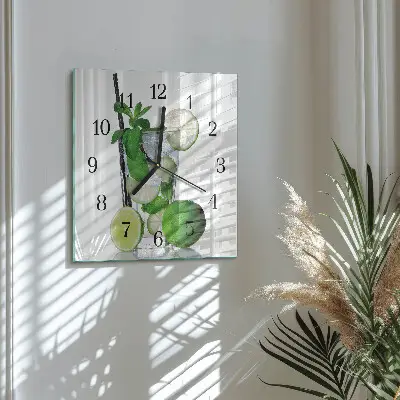 Négyzet alakú üvegóra Lime és menta