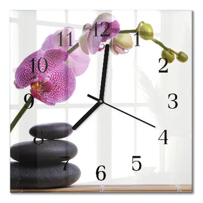 Négyzet alakú üvegóra Orchidea