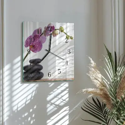 Négyzet alakú üvegóra Orchidea