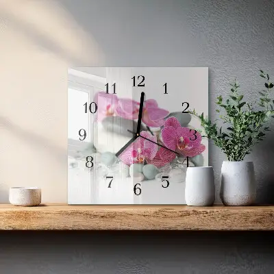 Négyzet alakú üvegóra Orchideák