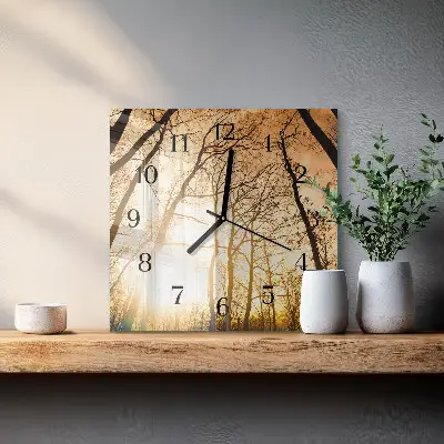 Négyzet alakú üvegóra Fák