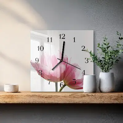 Négyzet alakú üvegóra Tulipánok