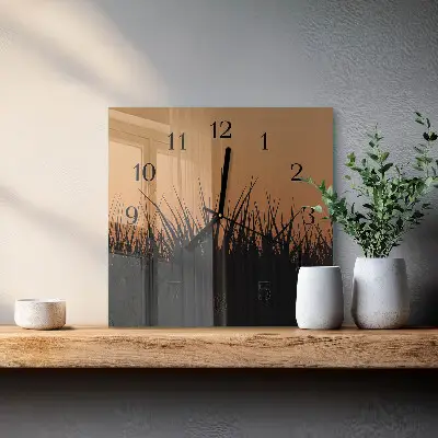 Négyzet alakú üvegóra Fű