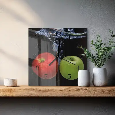 Négyzet alakú üvegóra Almák