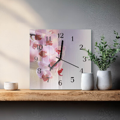 Négyzet alakú üvegóra Orchidea